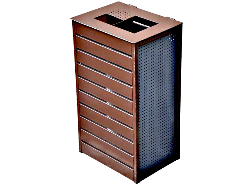 Урна сміттєва з попільничкою металева Основа 400х300х700мм Коричневий КОМПРЕД OL202